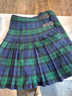 Scottish Pleated Green and Navy Tartan Irish kilt size 36